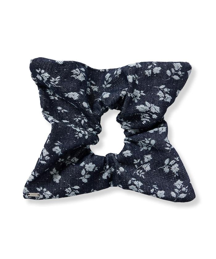 Floral Denim 方形髮圈