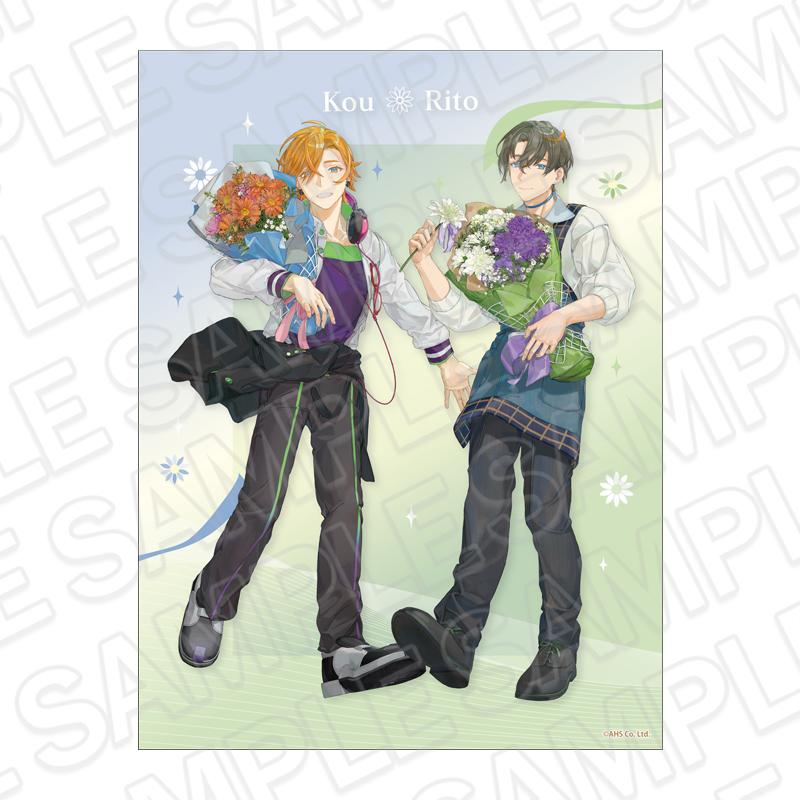 AHSキャラクターズ 帆布畫板 水奈瀬コウ&水奈瀬リト flower ver.