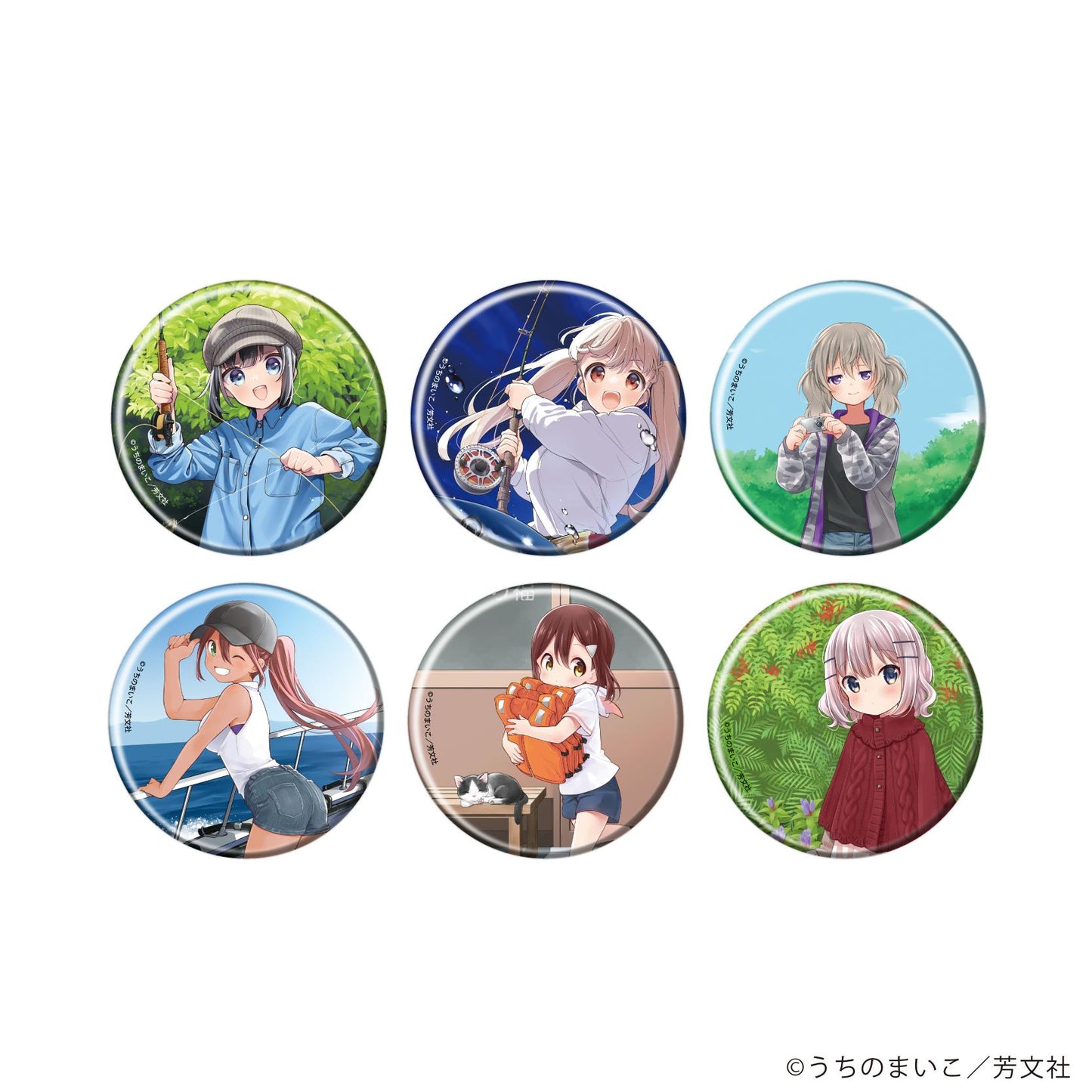 《女孩的釣魚慢活》 徽章04/全套(全6種)(官方插畫)【全套/6個裝】