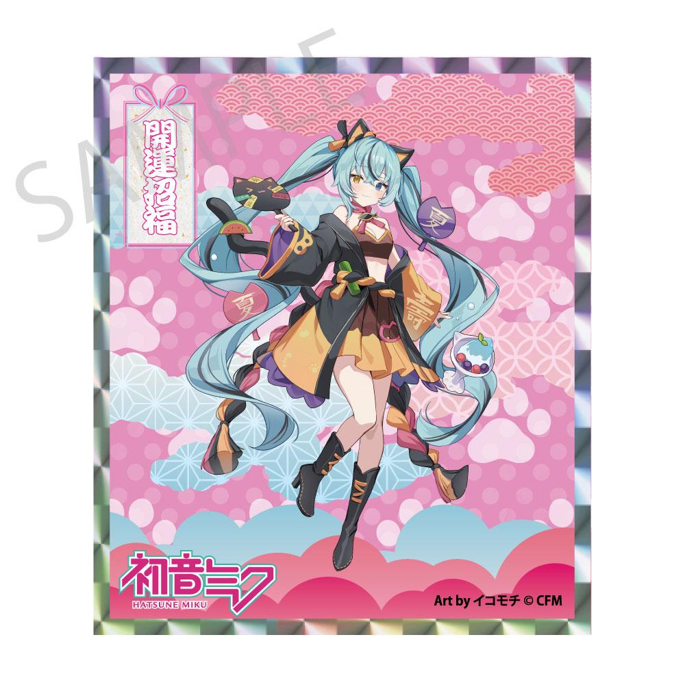 初音未來(初音未來)×招き貓×真夏の熊谷 亞克力色紙 初音未來 黑貓 Art by イコモチ