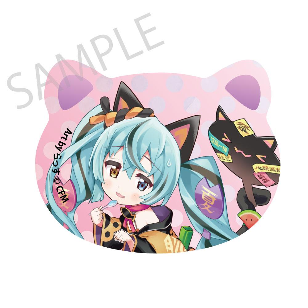 初音未來(初音未來)×招き貓×真夏の熊谷 貓型徽章 初音未來 黑貓2 Art by らっす