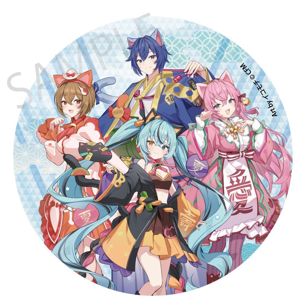 初音ミク(初音未來)×招き貓×真夏の熊谷 巨型徽章立牌 初音ミク 黑貓 / 巡音ルカ / MEIKO / KAITO by イコモチ