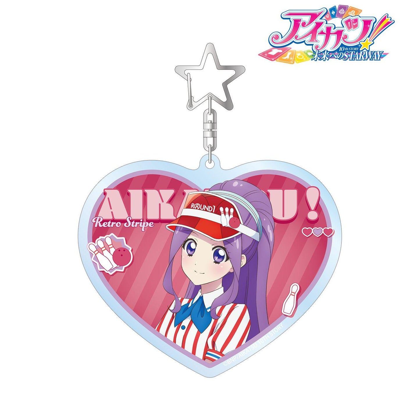 アイカツ! 10th STORY ~未來へのSTARWAY~(偶像活動! 10th STORY ~通往未來的STARWAY~) 描き下ろし 神崎美月 レトロストライプver. BIG亞克力鑰匙扣