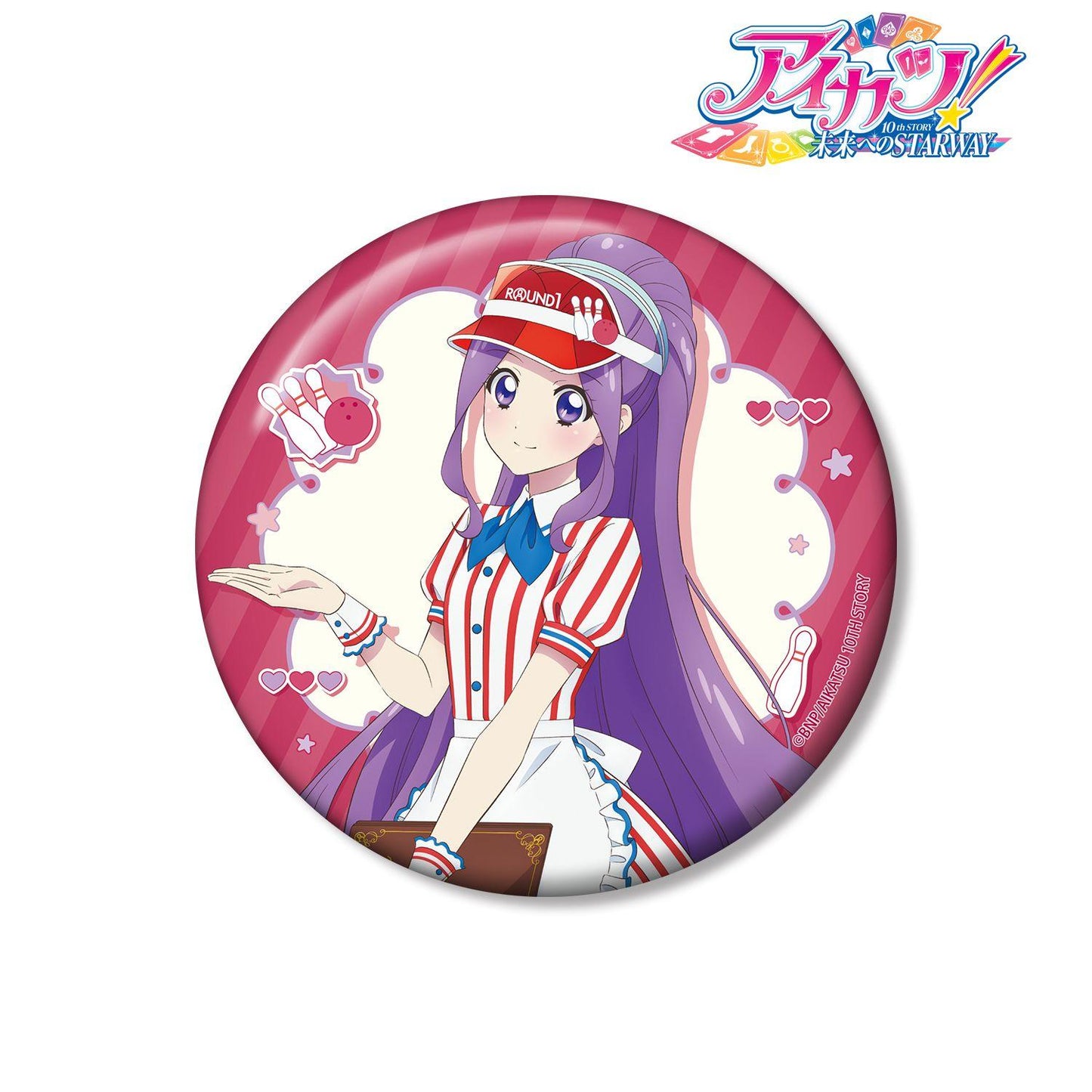 アイカツ! 10th STORY ~未來へのSTARWAY~(偶像活動! 10th STORY ~通往未來的STARWAY~) 描き下ろし 神崎美月 レトロストライプver. 100mm徽章