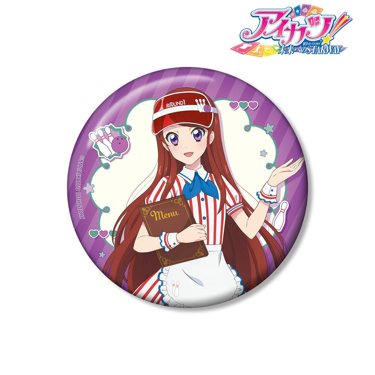 アイカツ! 10th STORY ~未來へのSTARWAY~(偶像活動! 10th STORY ~通往未來的STARWAY~) 描き下ろし 紫吹蘭 レトロストライプver. 100mm徽章