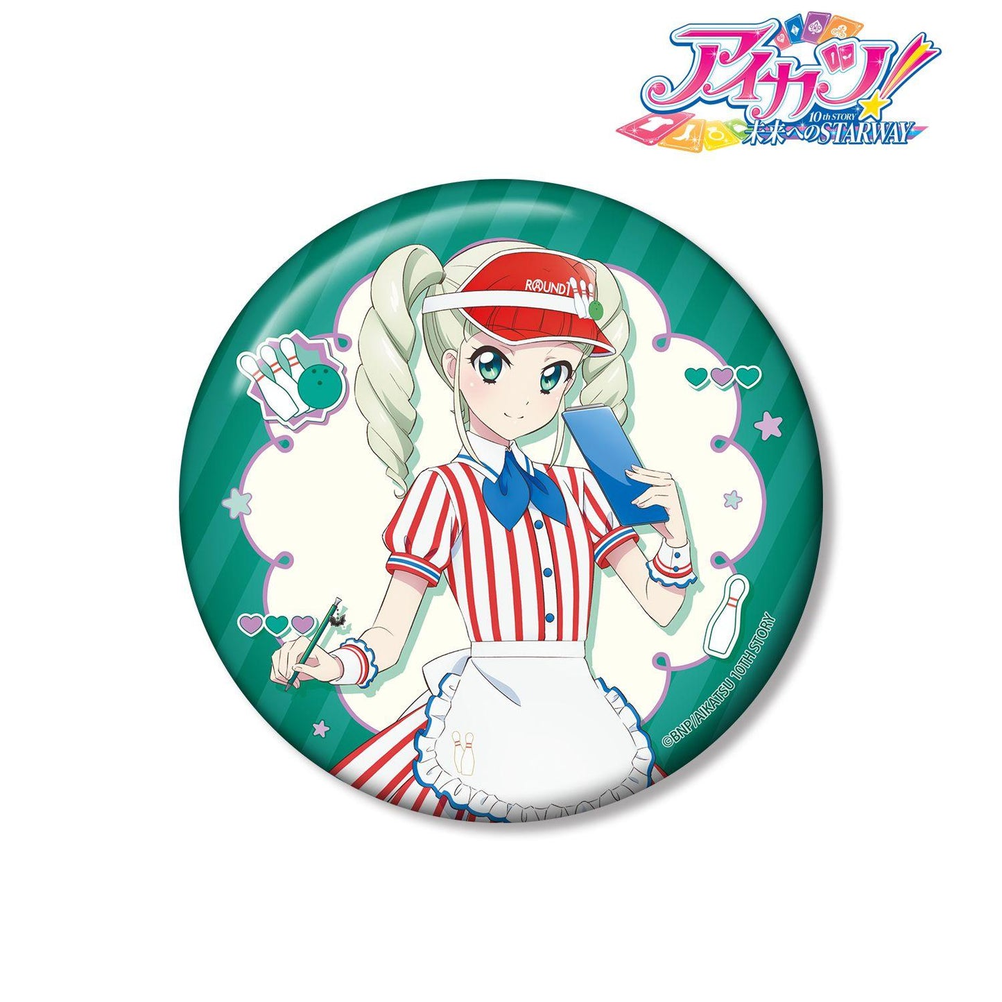 アイカツ! 10th STORY ~未來へのSTARWAY~(偶像活動! 10th STORY ~通往未來的STARWAY~) 描き下ろし 藤堂ユリカ レトロストライプver. 100mm徽章