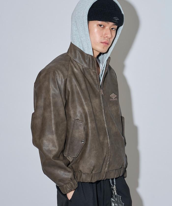 umbro × FREAK'S STORE 聯名款 做舊感 皮革 立領 夾克
