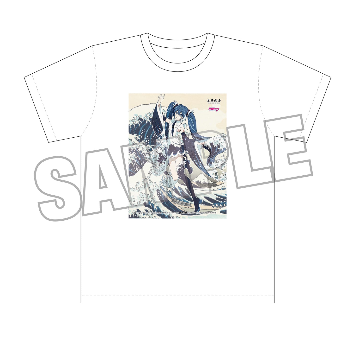 葛飾北斎×《初音未來》 Rella T恤 《初音未來》 神奈川沖波裡 フリーXL