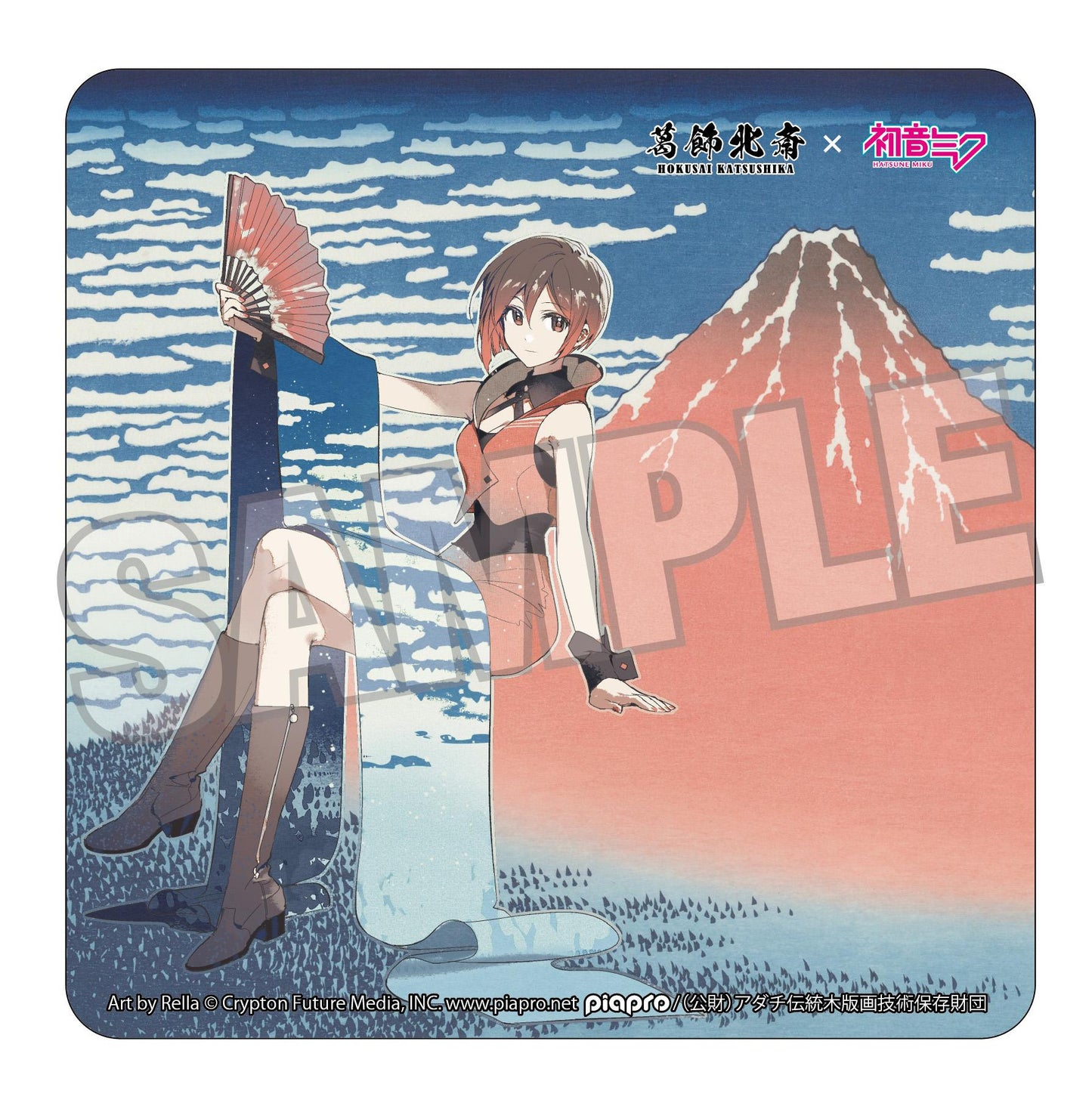 葛飾北斎×《初音未來》 Rella MEIKO 凱風快晴 汽車磁吸貼