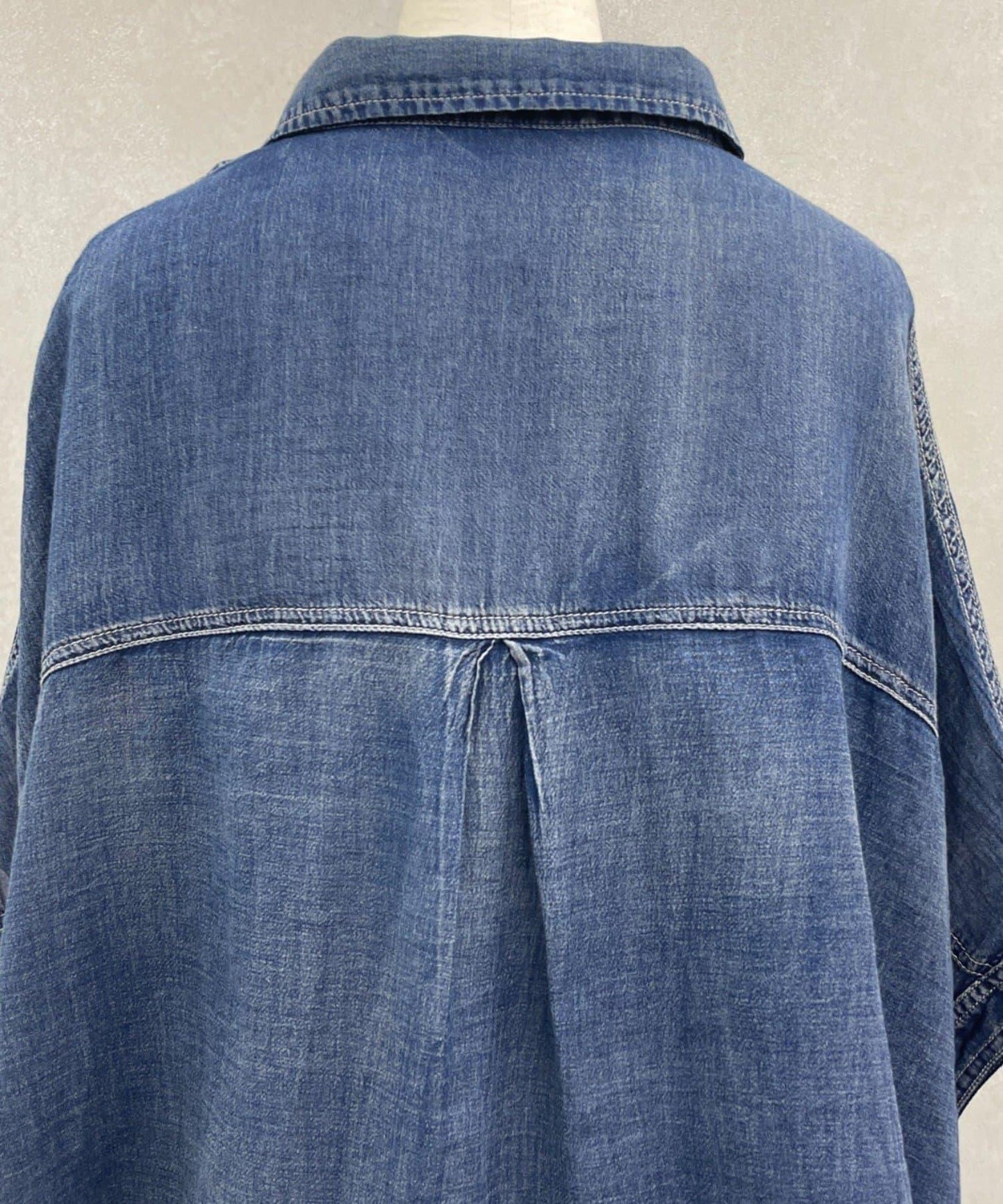 透明牛仔布翻領襯衫