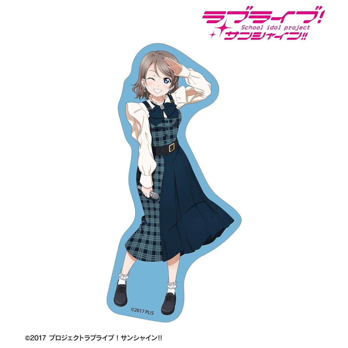 ラブライブ!サンシャイン!! 描き下ろし 渡辺 曜 格紋連衣裙衣裝ver. 異形貼紙