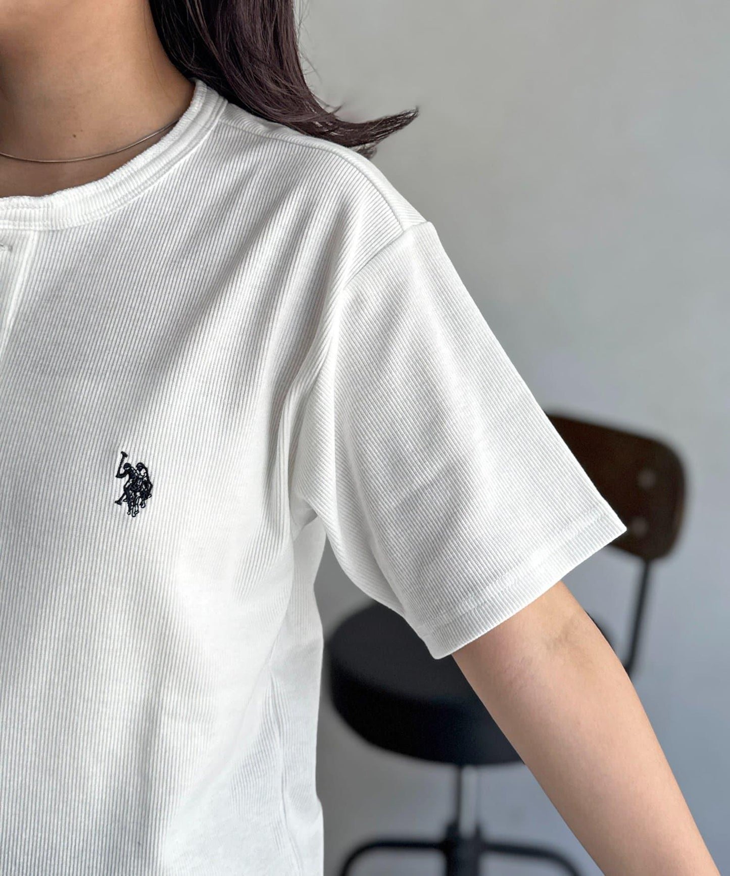 U.S. POLO ASSN. 緊身羅紋亨利領T恤