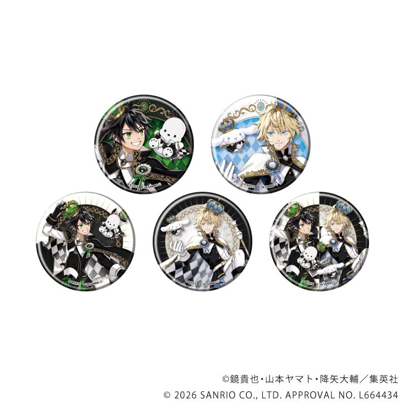 終わりのセラフ(Seraph of the End)× サンリオ(Sanrio) 57mm 啞光加工徽章 01/全套(共5款)(聯動插畫)【全套/5個裝】