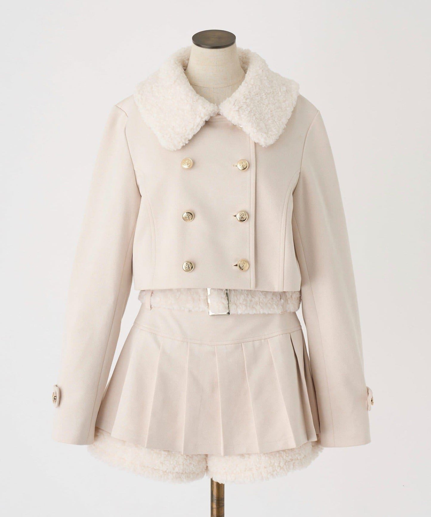 衿ボアダブルボタンジャケット/セットアップ可能