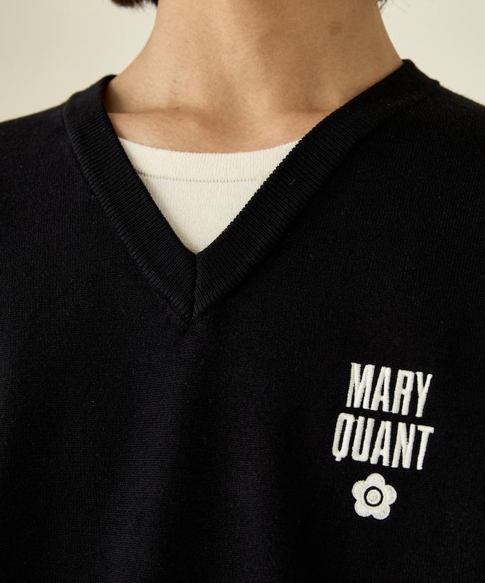MARY QUANT × PUBLUX 聯名 拼色 V領 刺繡 針織衫 女