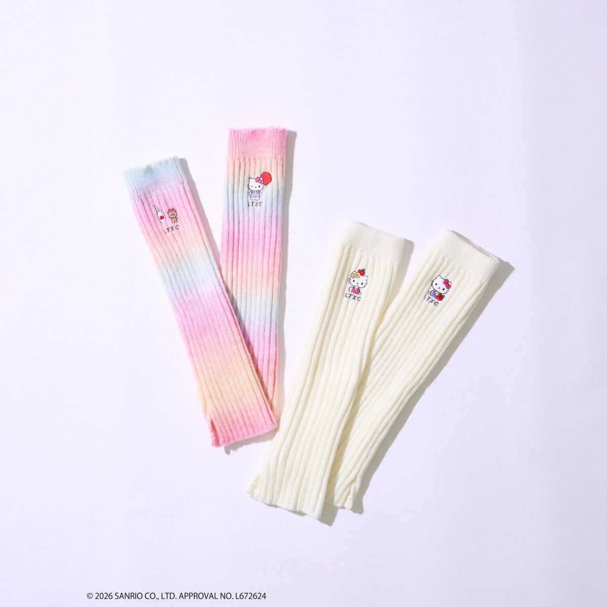 Lovetoxic 三麗鷗 Hello Kitty 針織腿套 腿套 拼色 針織