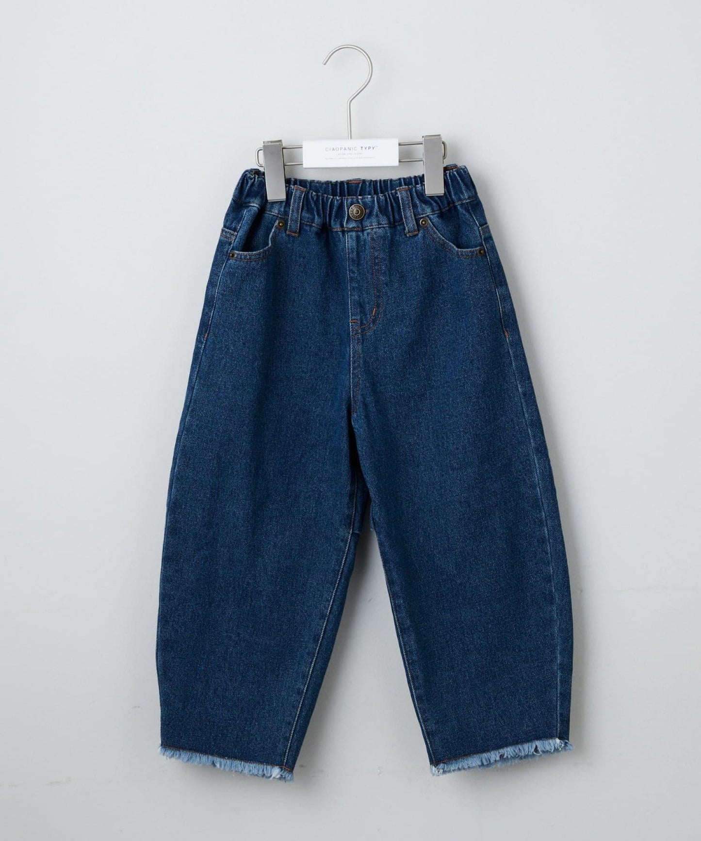 【KIDS】【TYPY DENIM】甘織り裾フリンジカーブデニム 【KIDS】【TYPY DENIM】甜美編織下襬流蘇曲線牛仔褲