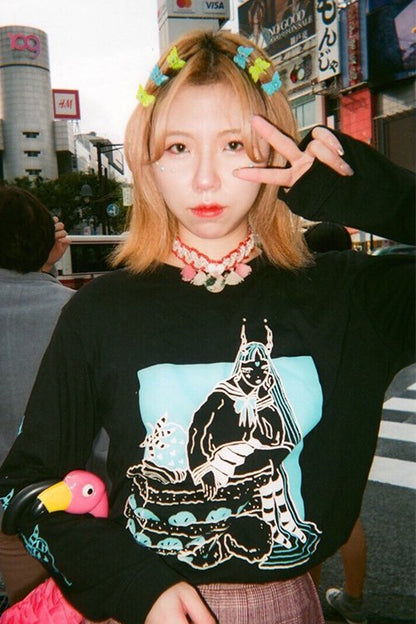 TRACY x NOIKISU 短蛋糕女孩 長袖T恤 黑色［特價］ (OR0001BK)