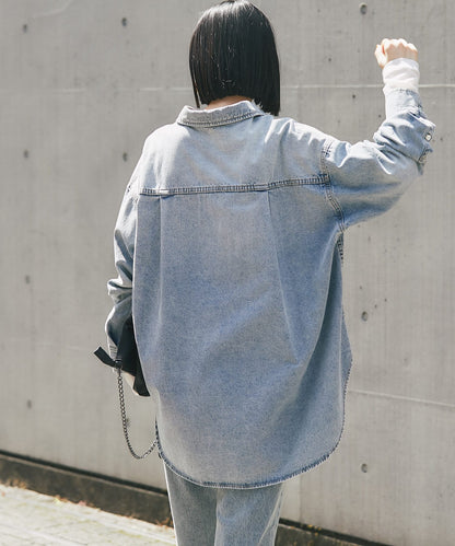 【MONN.:.(蒙)】大號牛仔襯衫