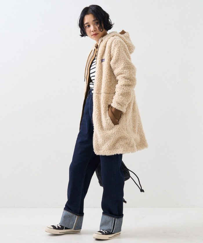 卷邊直筒牛仔褲