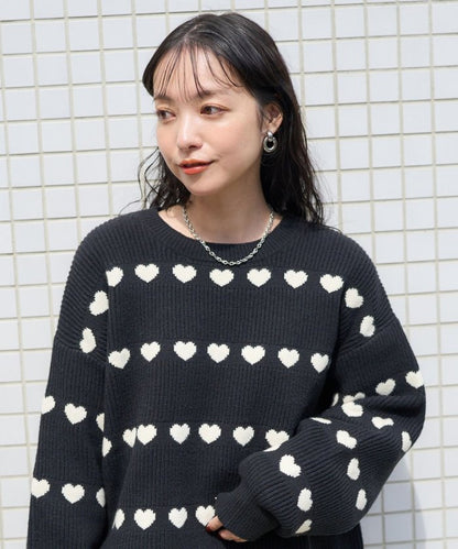 條紋心形圖案針織衫