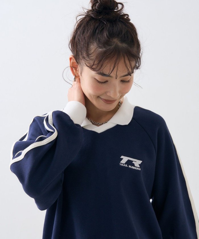 運動帶領口線衫