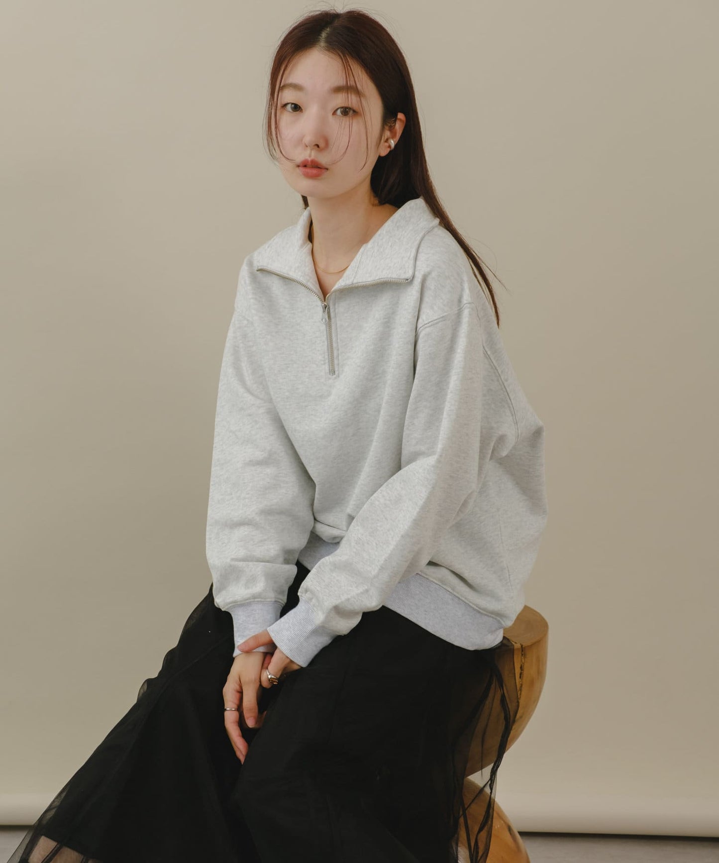 B 半拉鍊標誌衛衣