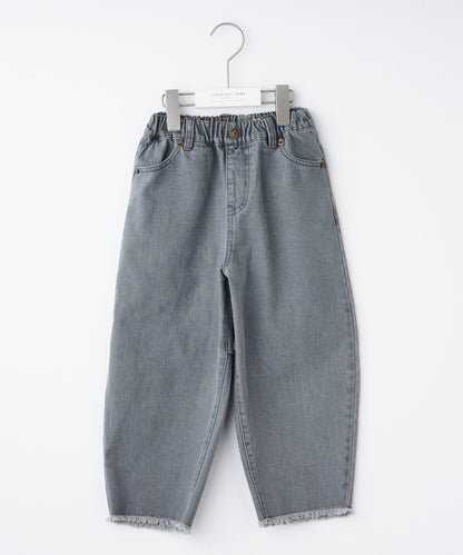 【KIDS】【TYPY DENIM】甘織り裾フリンジカーブデニム 【KIDS】【TYPY DENIM】甜美編織下襬流蘇曲線牛仔褲