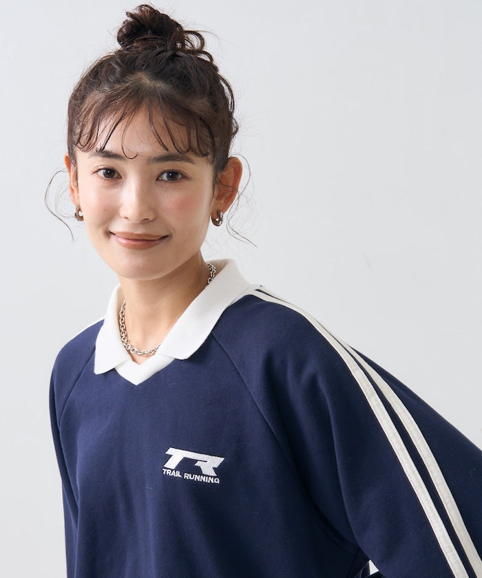 運動帶領口線衫