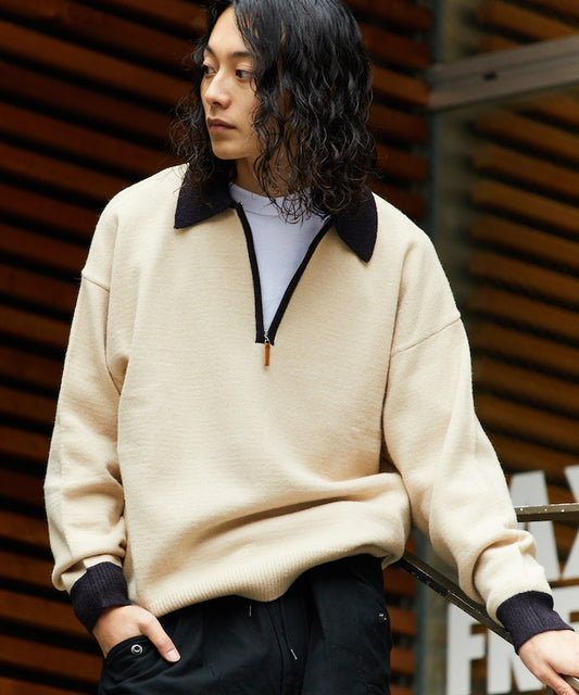 9G 輕鬆合身 高領半拉鍊針織衫