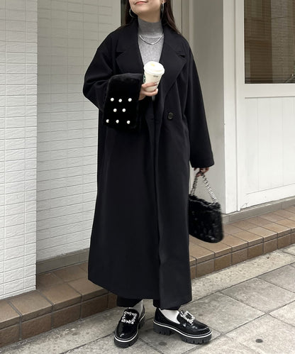 側開衩長款大衣