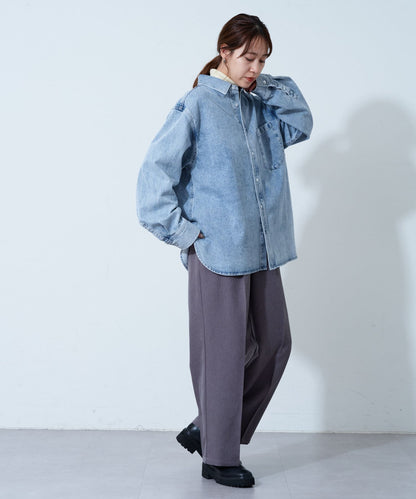 牛仔長袖罩衫