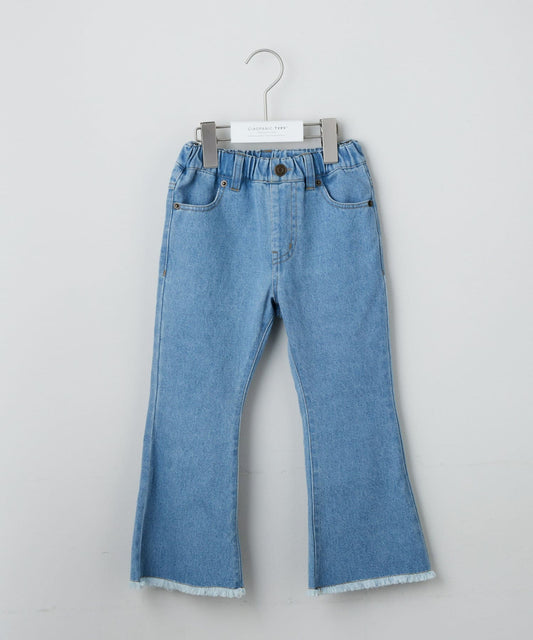 【KIDS】【TYPY DENIM】甘織り裾フリンジフレアデニム 【KIDS】【TYPY DENIM】甜美編織邊緣流蘇喇叭牛仔褲