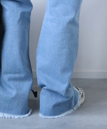 【KIDS】【TYPY DENIM】甘織り裾フリンジフレアデニム 【KIDS】【TYPY DENIM】甜美編織邊緣流蘇喇叭牛仔褲