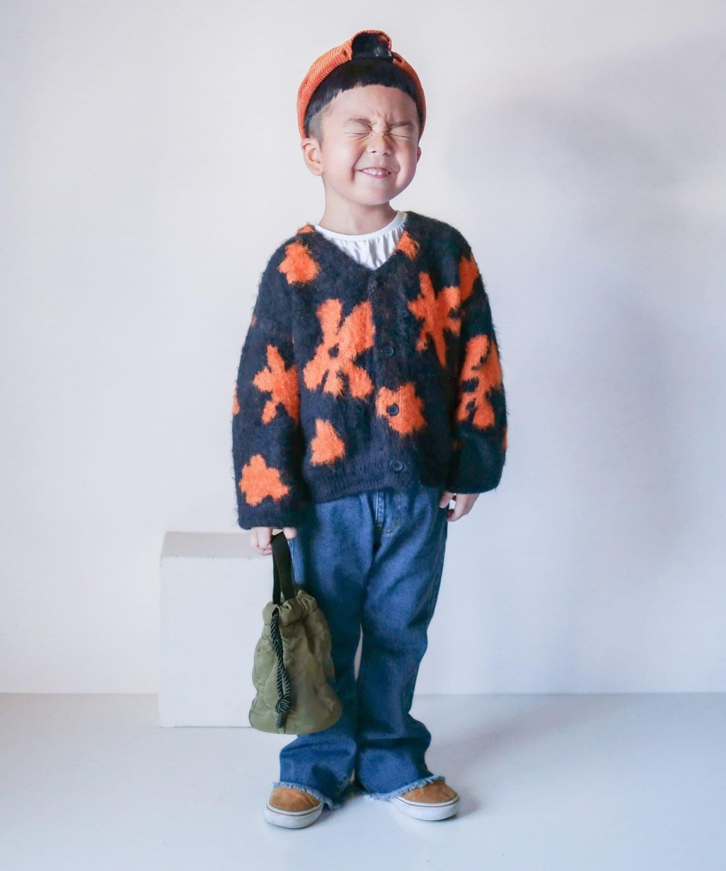 【KIDS】【TYPY DENIM】甘織り裾フリンジフレアデニム 【KIDS】【TYPY DENIM】甜美編織邊緣流蘇喇叭牛仔褲