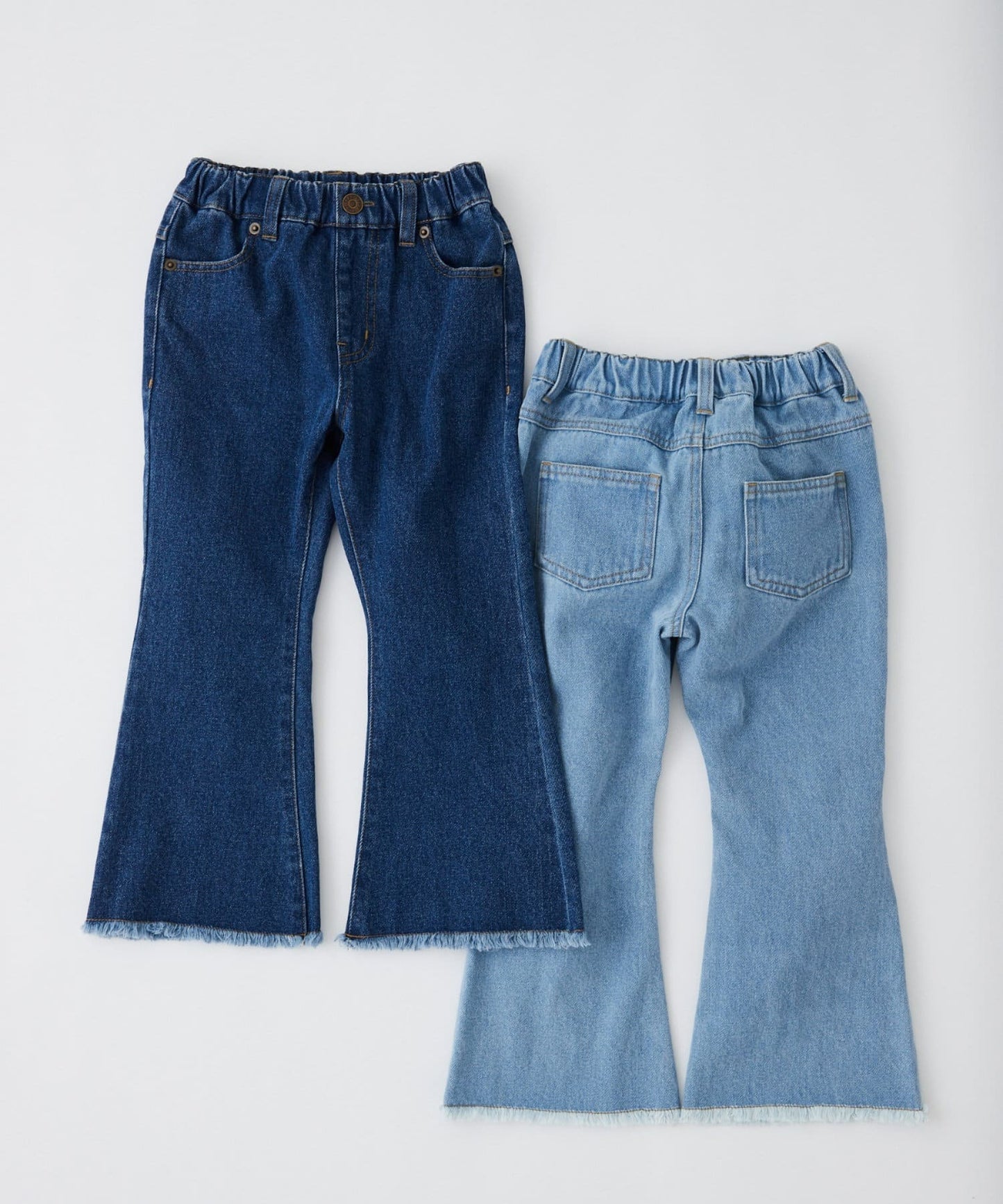 【KIDS】【TYPY DENIM】甘織り裾フリンジフレアデニム 【KIDS】【TYPY DENIM】甜美編織邊緣流蘇喇叭牛仔褲