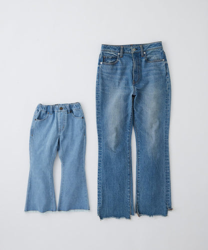 【KIDS】【TYPY DENIM】甘織り裾フリンジフレアデニム 【KIDS】【TYPY DENIM】甜美編織邊緣流蘇喇叭牛仔褲