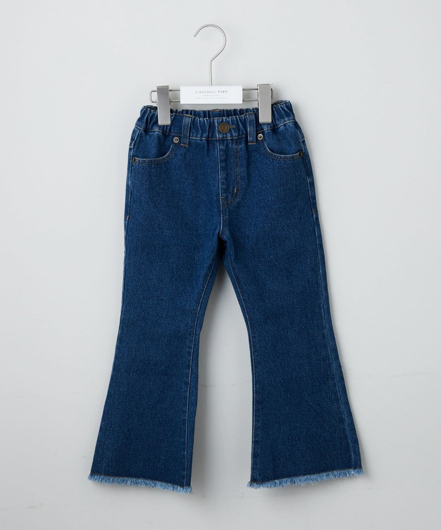 【KIDS】【TYPY DENIM】甘織り裾フリンジフレアデニム 【KIDS】【TYPY DENIM】甜美編織邊緣流蘇喇叭牛仔褲