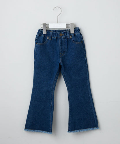 【KIDS】【TYPY DENIM】甘織り裾フリンジフレアデニム 【KIDS】【TYPY DENIM】甜美編織邊緣流蘇喇叭牛仔褲
