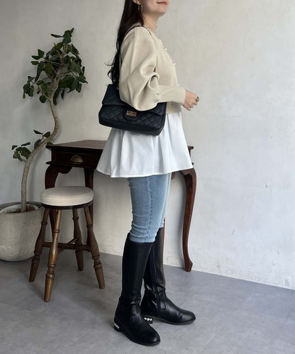 2way珍珠紐扣荷葉邊開衫