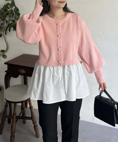 2way珍珠紐扣荷葉邊開衫