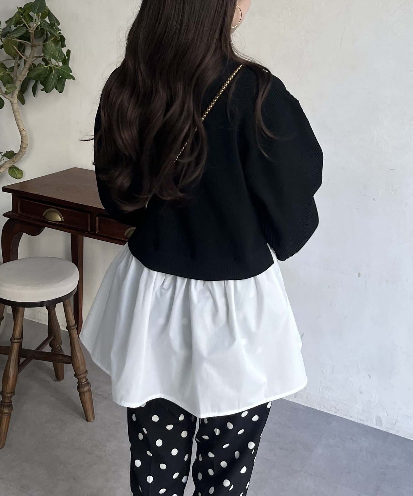 2way珍珠紐扣荷葉邊開衫