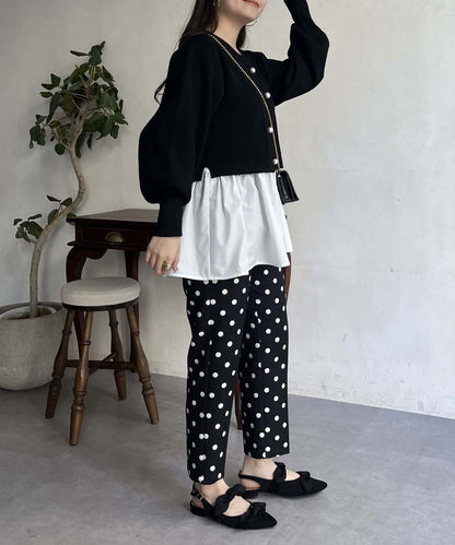 2way珍珠紐扣荷葉邊開衫