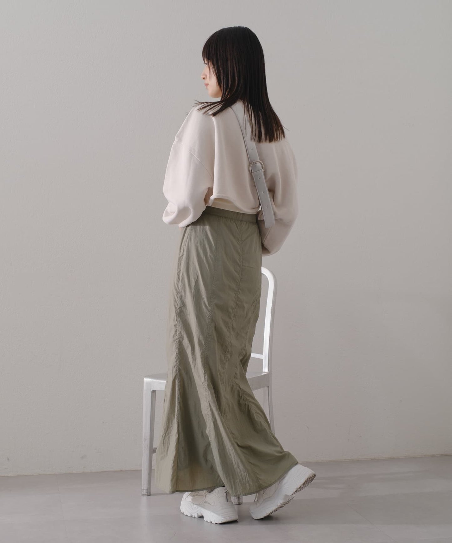 【2024SS/前後2WAY/內襯/腰帶】尼龍窄裙