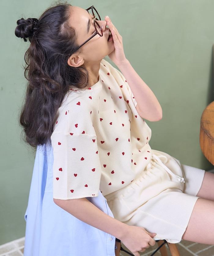 聯名重 心形T恤 純色短褲 室內套裝