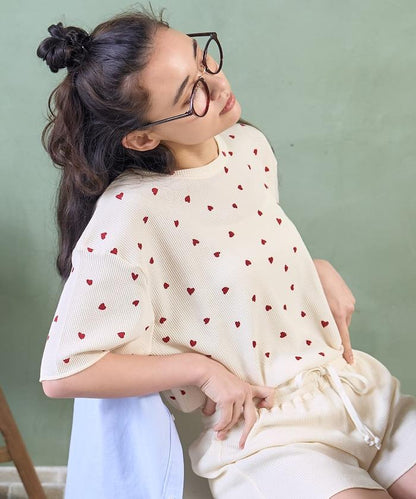 聯名重 心形T恤 純色短褲 室內套裝