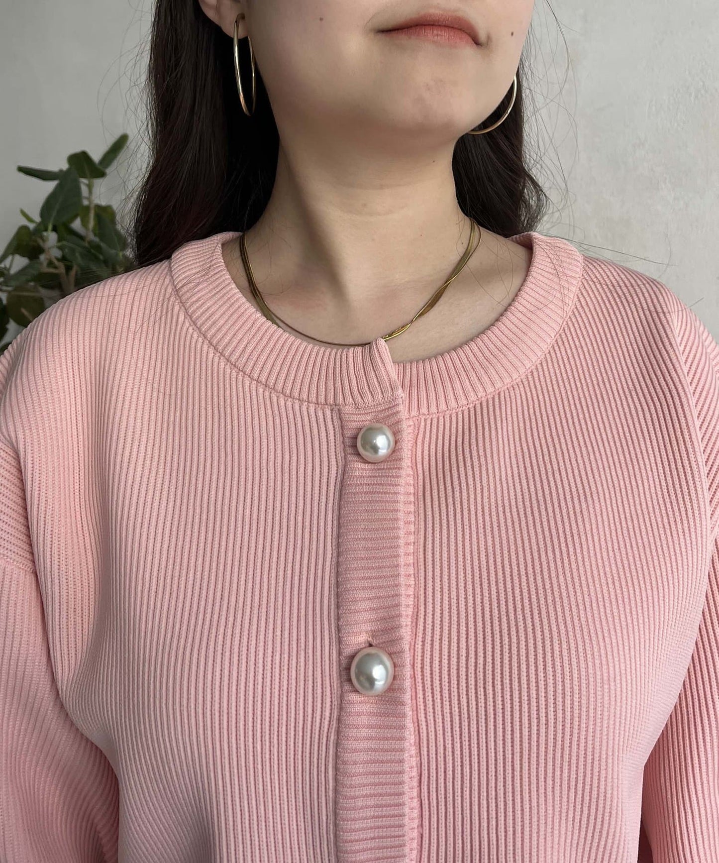 2way珍珠紐扣荷葉邊開衫