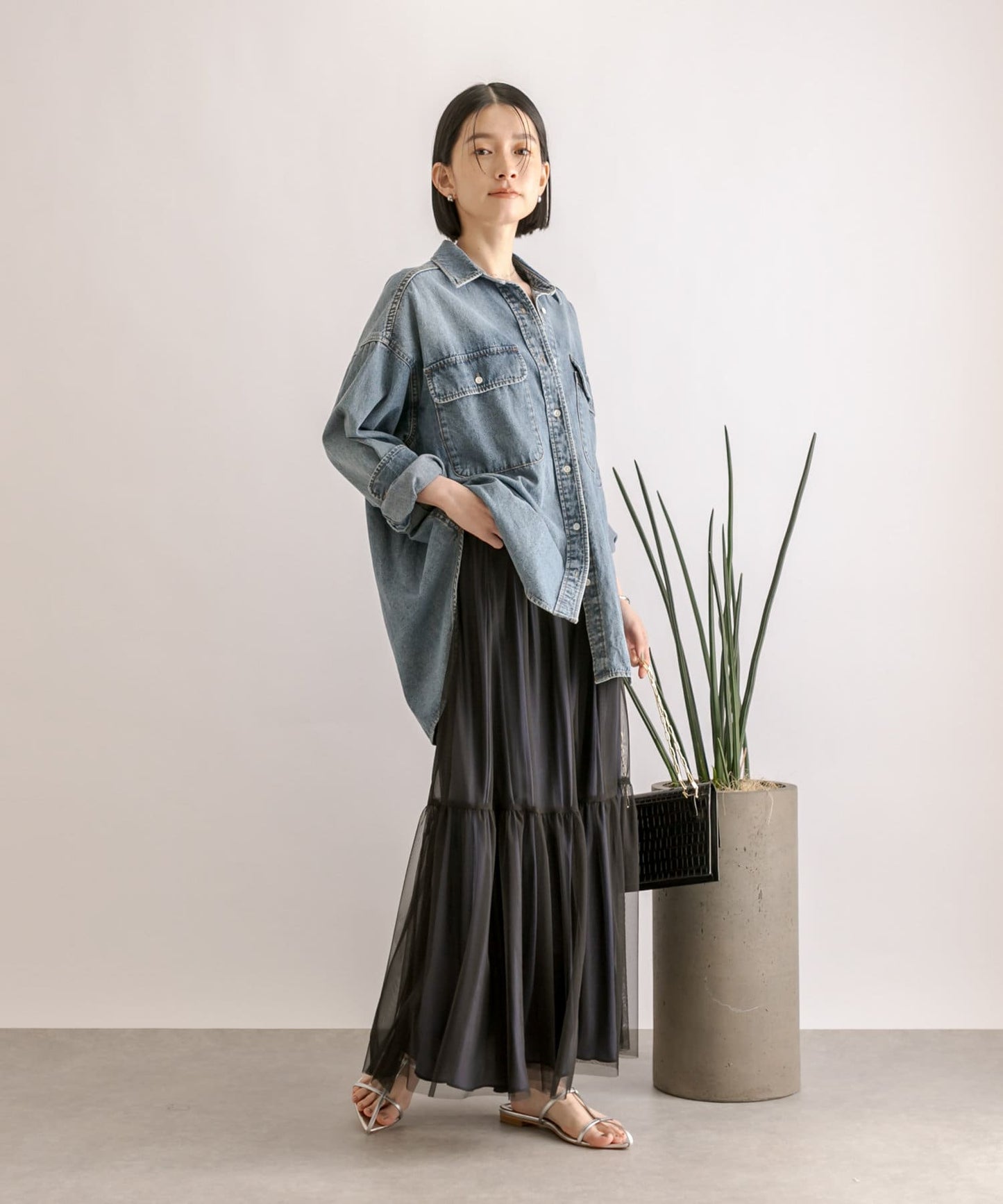 【MONN.:.(蒙)】大號牛仔襯衫