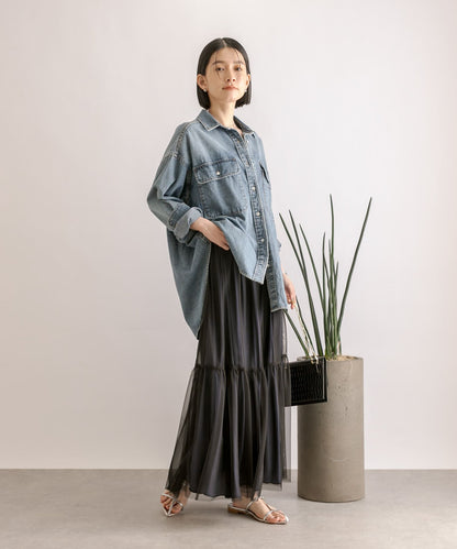 【MONN.:.(蒙)】大號牛仔襯衫