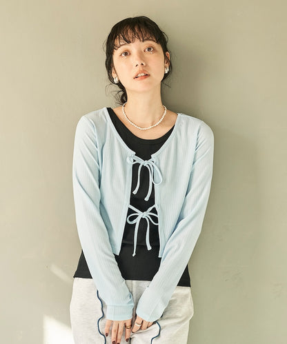 薄紗 短款 蝴蝶結 開衫